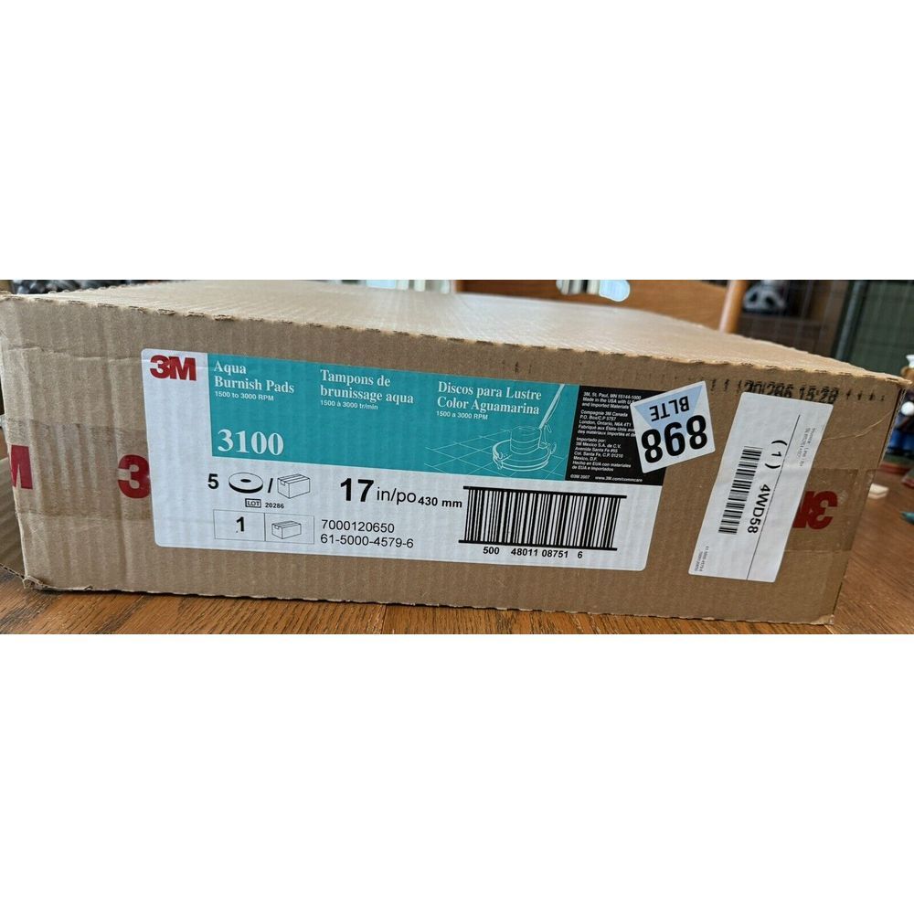 3M‎ 3100 Burnishing Pad,17 In,Aqua,Pk5